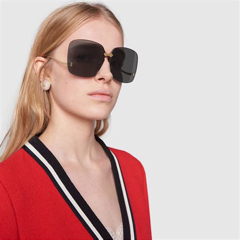 gucci gg0352s|GUCCI Metal Rimless Sunglasses GG0352S Gold.